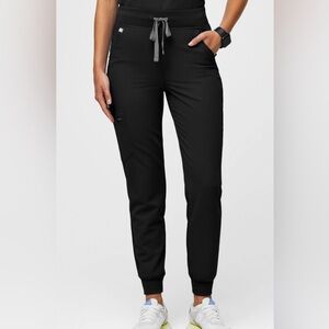 Women's Black Jogger Scrub Pants with Drawstring Waist